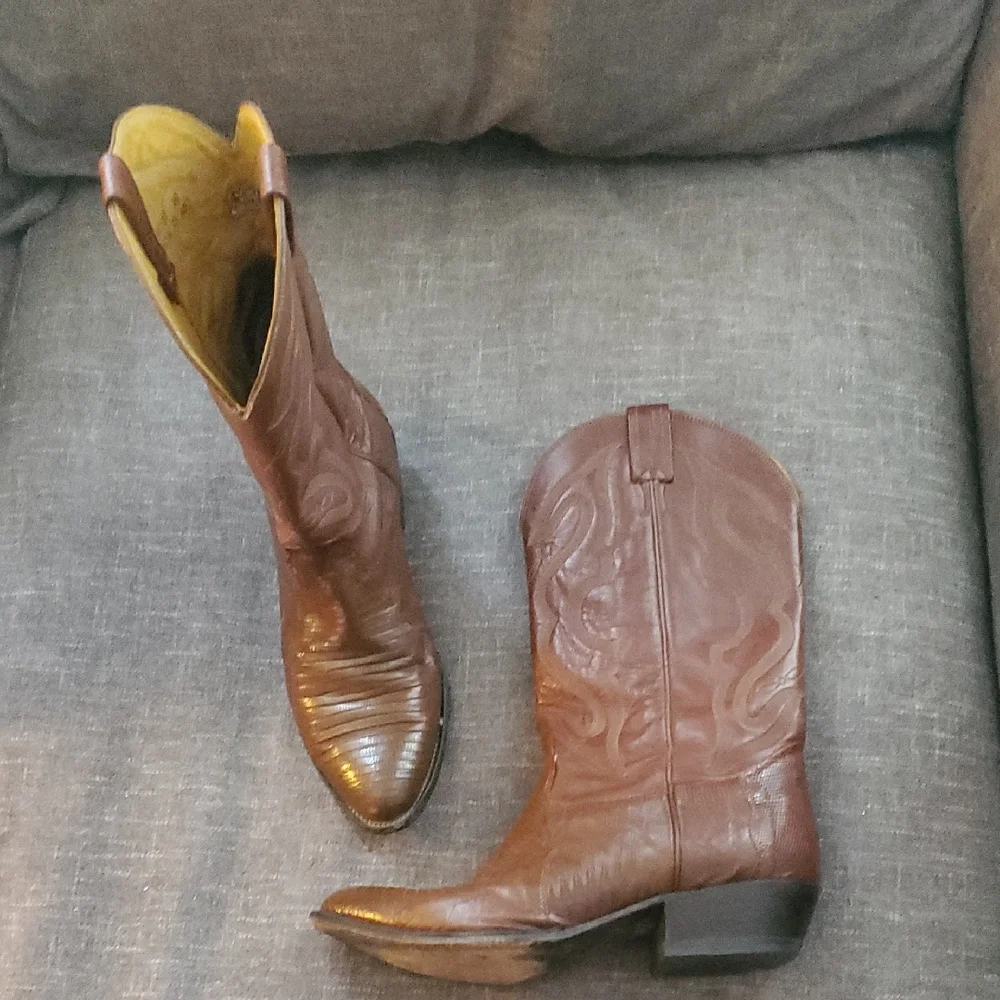 Nocona Tan Leather Cowboy Boots - Picture 1 of 3